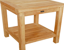 Load image into Gallery viewer, Teak Wood La Mesa Large Side Table/Stool with Shelf for Home Gym, Yoga Studio or Exercise Room