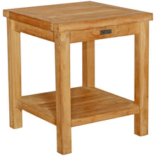 Load image into Gallery viewer, Teak Wood La Mesa Small Side Table/Stool with Shelf for Home Gym, Yoga Studio or Exercise Room