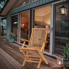 Load image into Gallery viewer, Teak Wood Seaside Outdoor Folding Arm Chair, set of 2