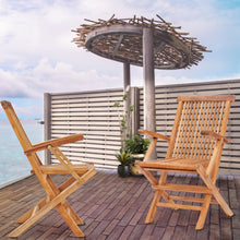 Load image into Gallery viewer, Teak Wood Seaside Outdoor Folding Arm Chair, set of 2