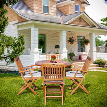 Load image into Gallery viewer, 5 Piece Teak Wood Las Palmas Patio Dining Set, 47" Round Folding Table with 4 Folding Arm Chairs