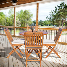 Load image into Gallery viewer, 5 Piece Teak Wood Las Palmas Patio Dining Set, 47" Round Folding Table with 4 Folding Side Chairs