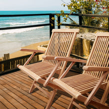 Load image into Gallery viewer, Teak Wood Seaside Outdoor Folding Arm Chair, set of 2