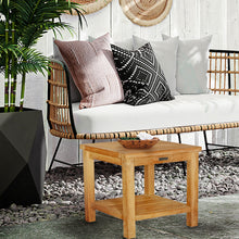 Load image into Gallery viewer, Teak Wood Panama Outdoor End Table With Shelf, Large