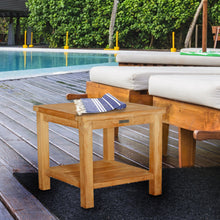 Load image into Gallery viewer, Teak Wood Panama Outdoor End Table With Shelf, Large