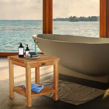 Load image into Gallery viewer, Teak Wood Bermuda Bathroom Shower Stool, Small
