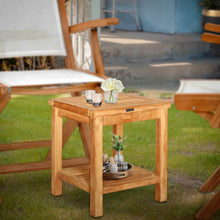 Load image into Gallery viewer, Teak Wood Panama Outdoor End Table With Shelf, small