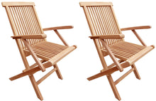 Load image into Gallery viewer, Teak Wood Seaside Outdoor Folding Arm Chair, set of 2
