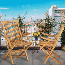Load image into Gallery viewer, Teak Wood Seaside Outdoor Folding Arm Chair, set of 2