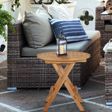 Load image into Gallery viewer, Teak Wood Bahama Round Folding Picnic Table with Carry Handle