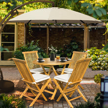 Load image into Gallery viewer, 5 Piece Teak Wood Long Beach Patio Dining Set with 47" Round Folding Table and 4 Folding Side Chairs