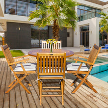 Load image into Gallery viewer, 5 Piece Teak Wood Las Palmas Patio Dining Set, 47" Round Folding Table with 4 Folding Arm Chairs