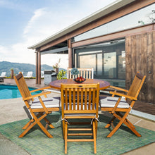 Load image into Gallery viewer, 5 Piece Teak Wood Las Palmas Patio Dining Set, 47" Round Folding Table with 4 Folding Arm Chairs