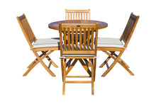 Load image into Gallery viewer, 5 Piece Teak Wood Las Palmas Patio Dining Set, 47" Round Folding Table with 4 Folding Side Chairs