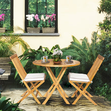Load image into Gallery viewer, 3 Piece Teak Wood Valencia Patio Dining Set, 36" Round Folding Table with 2 Folding Side Chairs