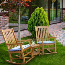 Load image into Gallery viewer, 3 Piece Teak Wood Oceanside Patio Lounge Set with 2 Rocking Chairs and Side Table