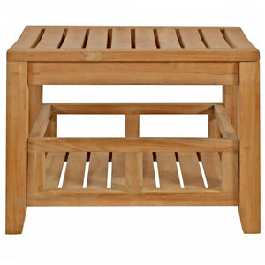 Teak Wood Balinas Side Table/Stool with Shelf for Home Gym, Yoga Studio or Exercise Room