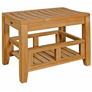 Teak Wood Balinas Side Table/Stool with Shelf for Home Gym, Yoga Studio or Exercise Room