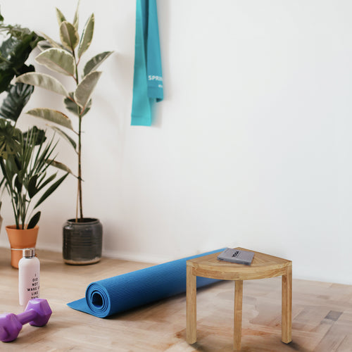 Teak Wood Covina Corner Side Table for Home Gym, Yoga Studio or Exercise Room