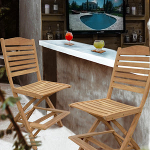 Teak Wood Oceanview Folding Outdoor Barstool