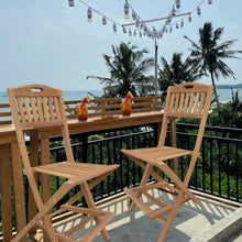 Load image into Gallery viewer, Teak Wood Beachside Outdoor Folding Barstool with Carry Handle