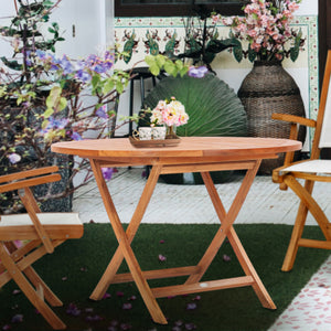 Teak Wood Panama Outdoor Folding Table, 47 inch
