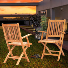 Load image into Gallery viewer, Teak Wood Naples Outdoor Folding Arm Chair, set of 2