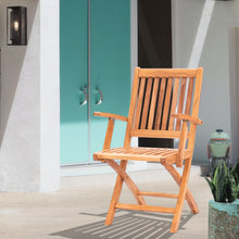 Load image into Gallery viewer, Teak Wood Naples Outdoor Folding Arm Chair, set of 2