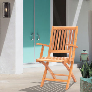 Teak Wood Naples Outdoor Folding Arm Chair, set of 2