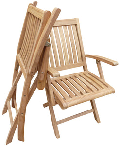 Teak Wood Naples Outdoor Folding Arm Chair, set of 2