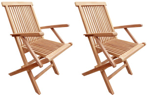Teak Seaside Outdoor Folding Arm Chair, set of 2