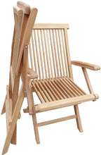 Load image into Gallery viewer, Teak Wood Seaside Outdoor Folding Arm Chair, set of 2