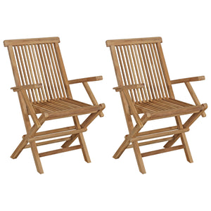 Teak Seaside Outdoor Folding Arm Chair, set of 2