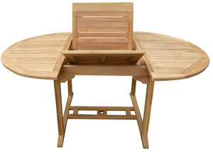 Teak Wood Ocean Beach Round to Oval Outdoor Extension Table