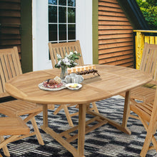 Load image into Gallery viewer, Teak Wood Ocean Beach Round to Oval Outdoor Extension Table
