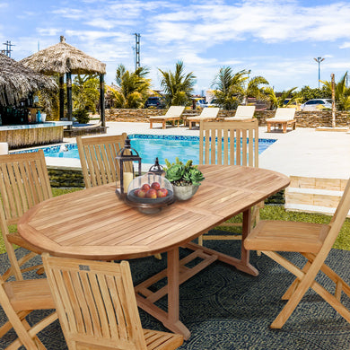 Teak Wood Hawaii Oval Outdoor Extension Table