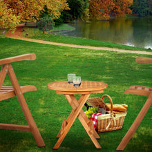 Load image into Gallery viewer, Teak Wood Bahama Round Folding Picnic Table with Carry Handle