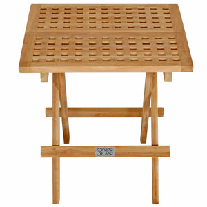 Teak Wood Bahama Square Folding Picnic Table with Carry Handle