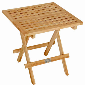 Teak Wood Bahama Square Folding Picnic Table with Carry Handle
