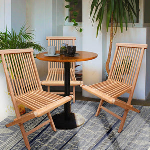 Teak Wood Seaside Outdoor Folding Side Chair, set of 2