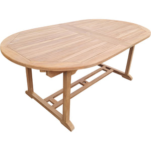 Teak Wood Alexandra Oval Double Extension Table, 71 to 94 inch