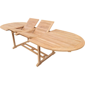 Teak Wood Alexandra Oval Double Extension Table, 71 to 94 inch