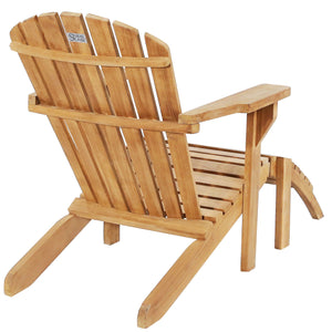 Teak Wood Seven Seas Adirondack Chair with Pull-Away Footstool
