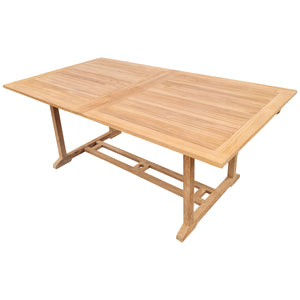 Teak Wood Santa Ana Rectangular Double Extension Dining Table, 78 to 118 inch
