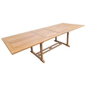 Teak Wood Santa Ana Rectangular Double Extension Dining Table, 78 to 118 inch