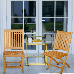 Teak Wood Naples Outdoor Folding Side Chair, set of 2