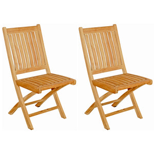 Teak Wood Naples Outdoor Folding Side Chair, set of 2