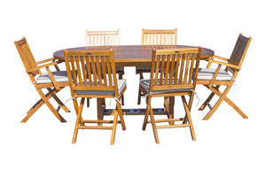 Teak Wood Ocean Beach Round to Oval Outdoor Extension Table