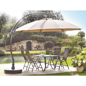 Sun Garden 13 Ft. Easy Sun Cantilever Umbrella and Parasol, the Original from Germany, Indigo Blue Canopy with Bronze Frame