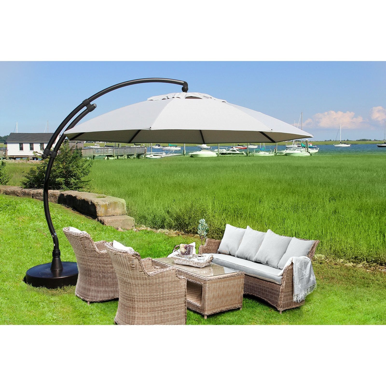 german patio umbrella Sun Garden 13 Ft. Cantilever Umbrella or Parasol, the Original from Ge – Seven Seas Teak